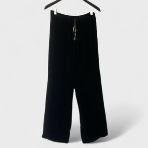 1223 JOHNNY WAS Velvet Elastic Waist Wide Leg Black Pants